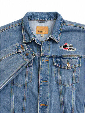 Vintage Pennzoil Racing iDENTITY Blue Jean Oversize Jacket Men's Sz L